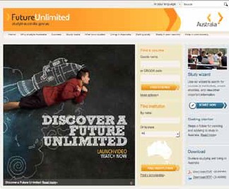 Screenshot of the front page of the Australia international education website.