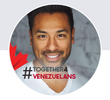 Facebook profile picture of a man on which appears the frame '#Together4Venezuelans'