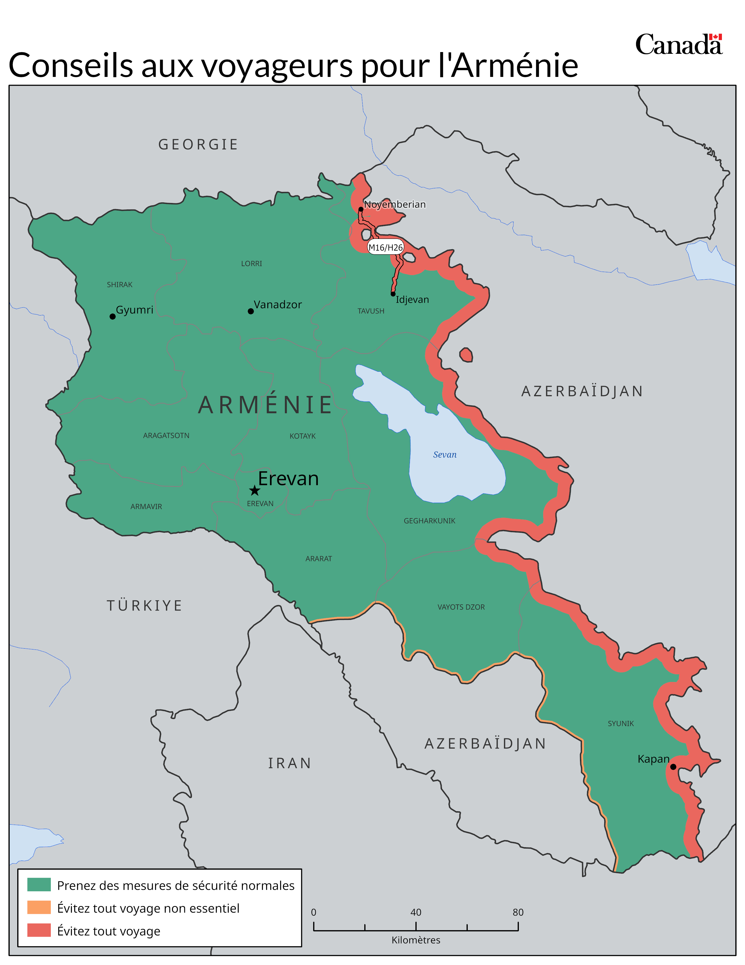 Carte des niveaux de risque