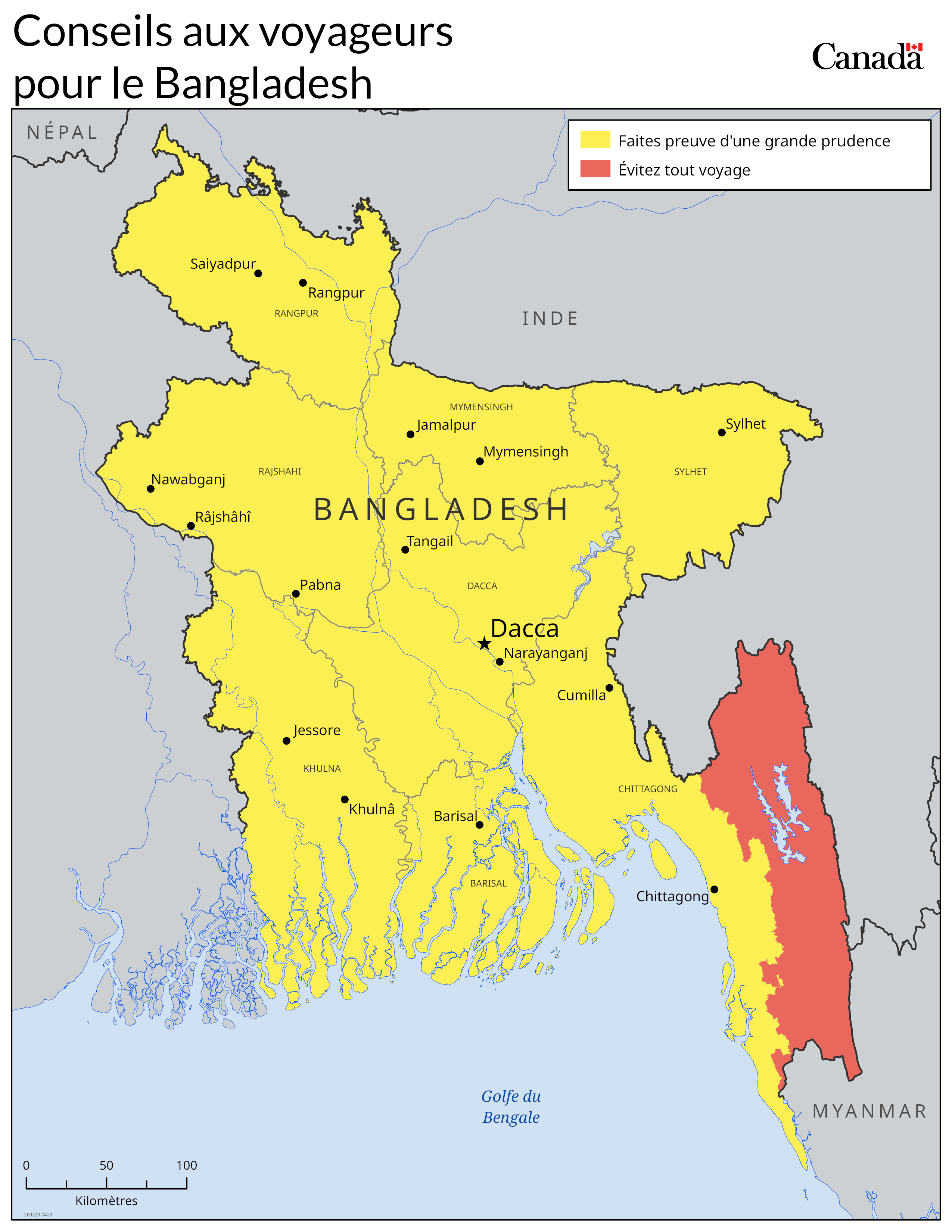Carte des niveaux de risque