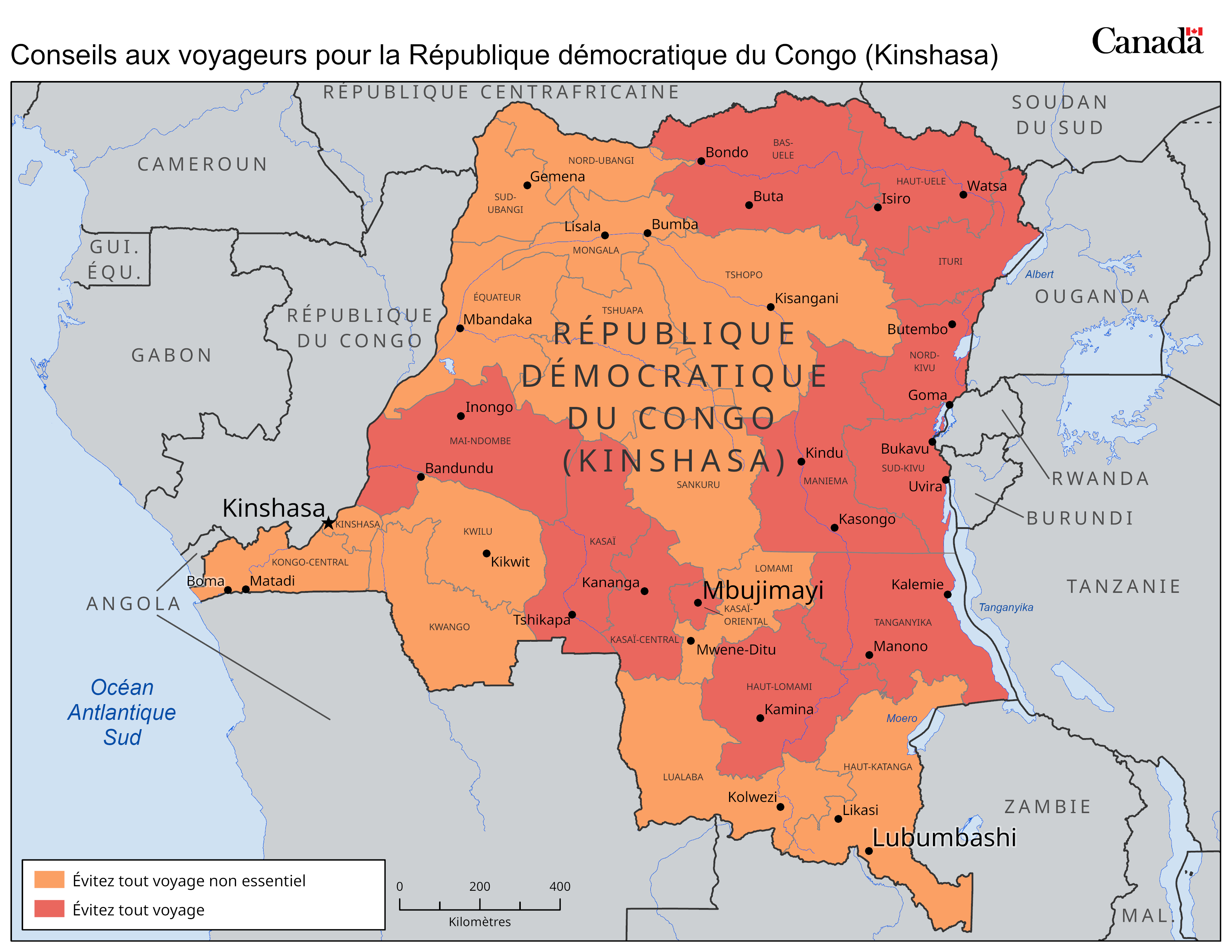 Carte des niveaux de risque