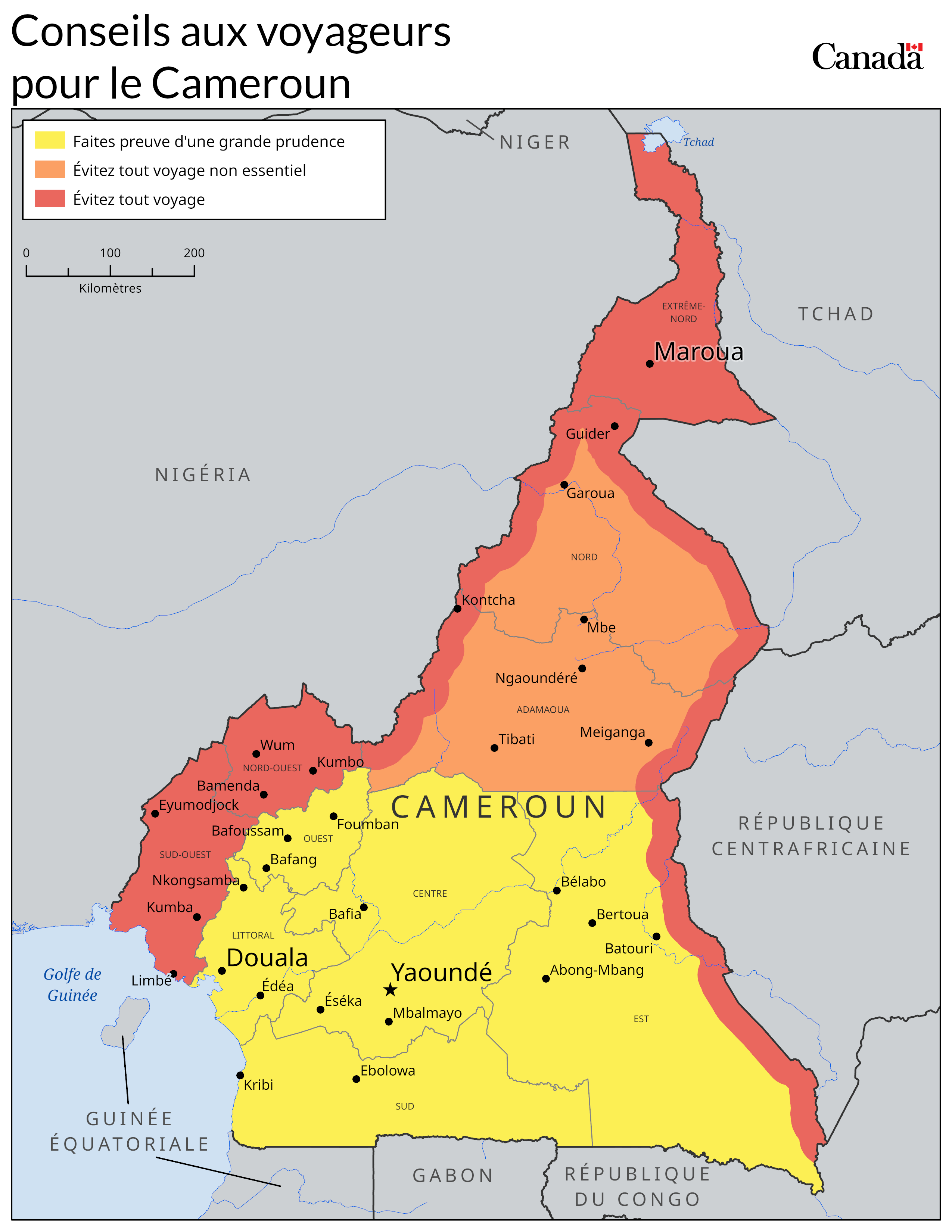Carte des niveaux de risque