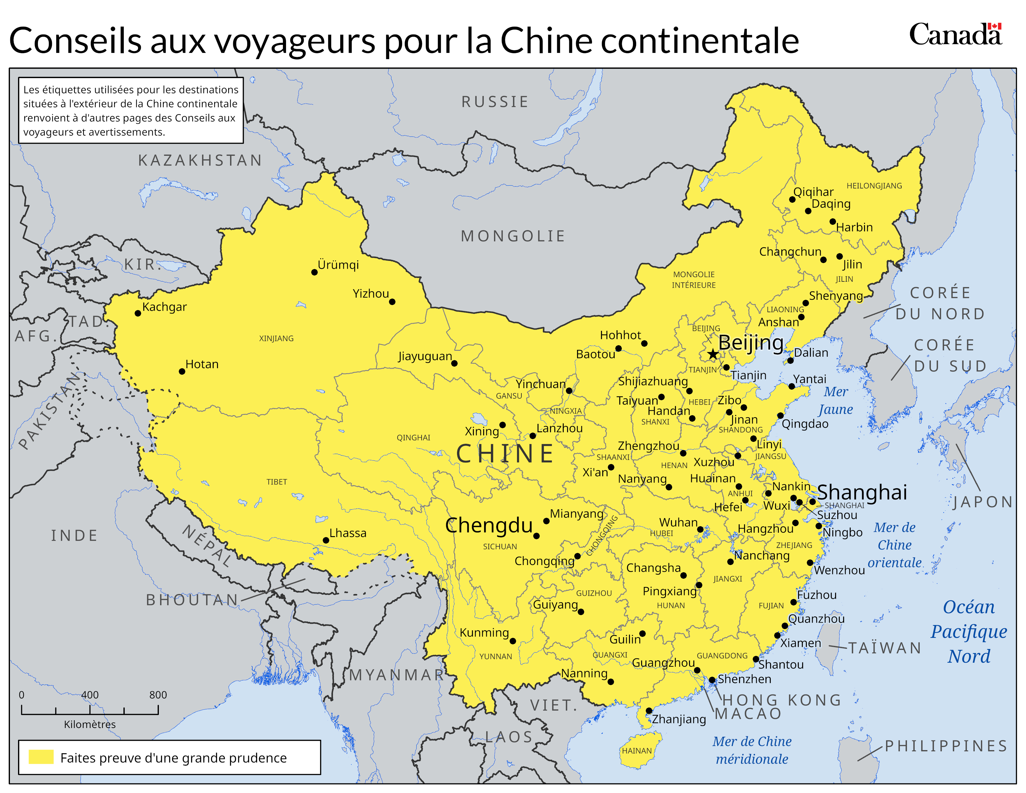 Carte des niveaux de risque