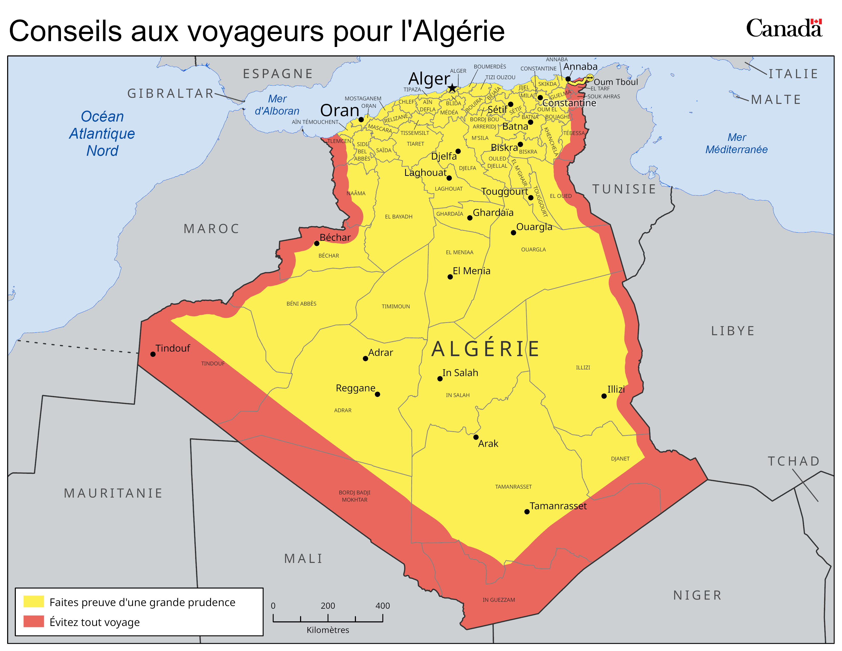 Carte des niveaux de risque