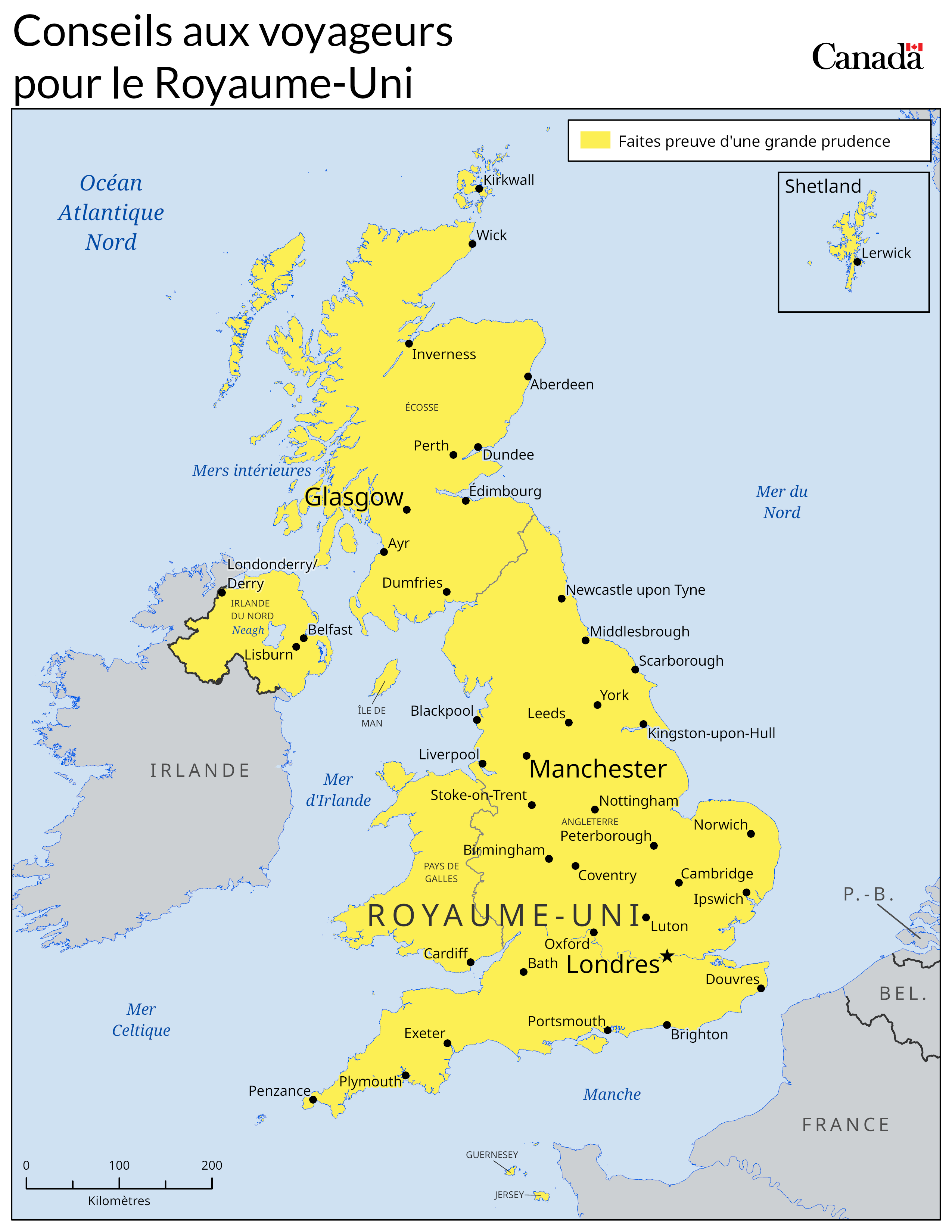 Carte des niveaux de risque