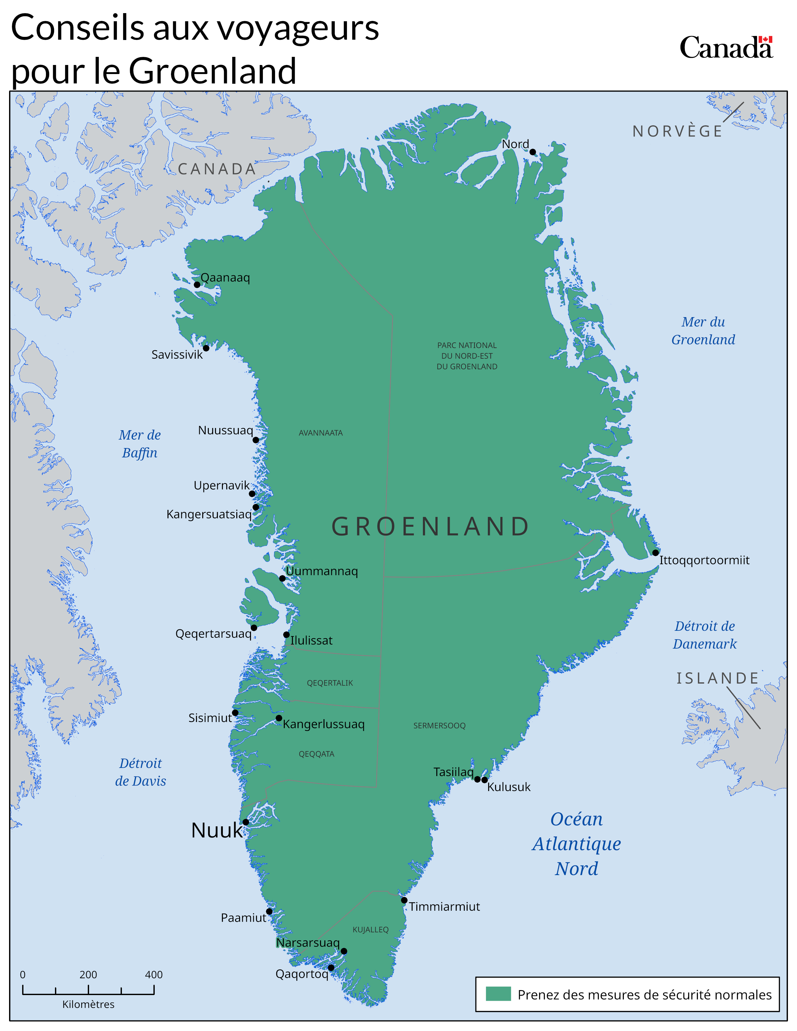 Carte des niveaux de risque