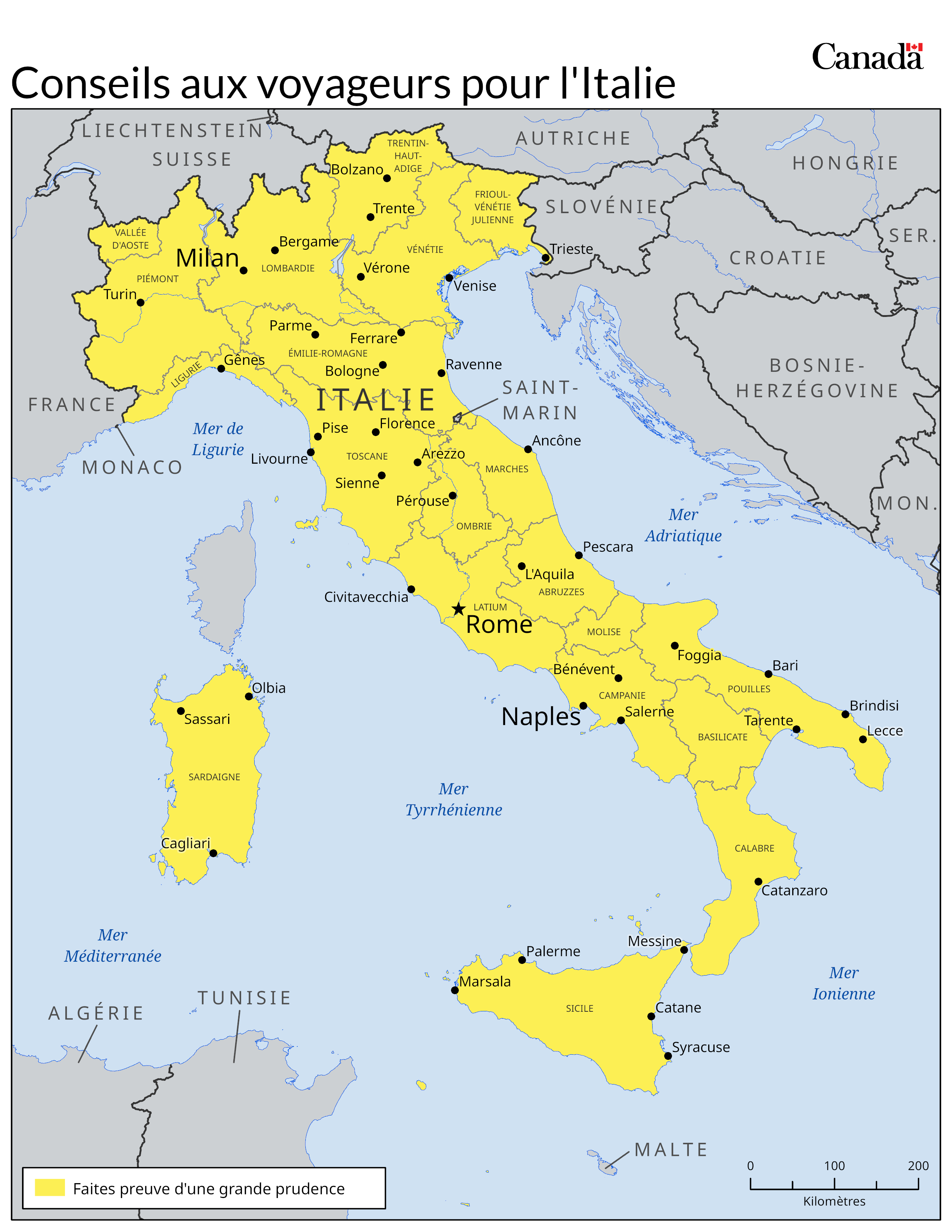 Carte des niveaux de risque