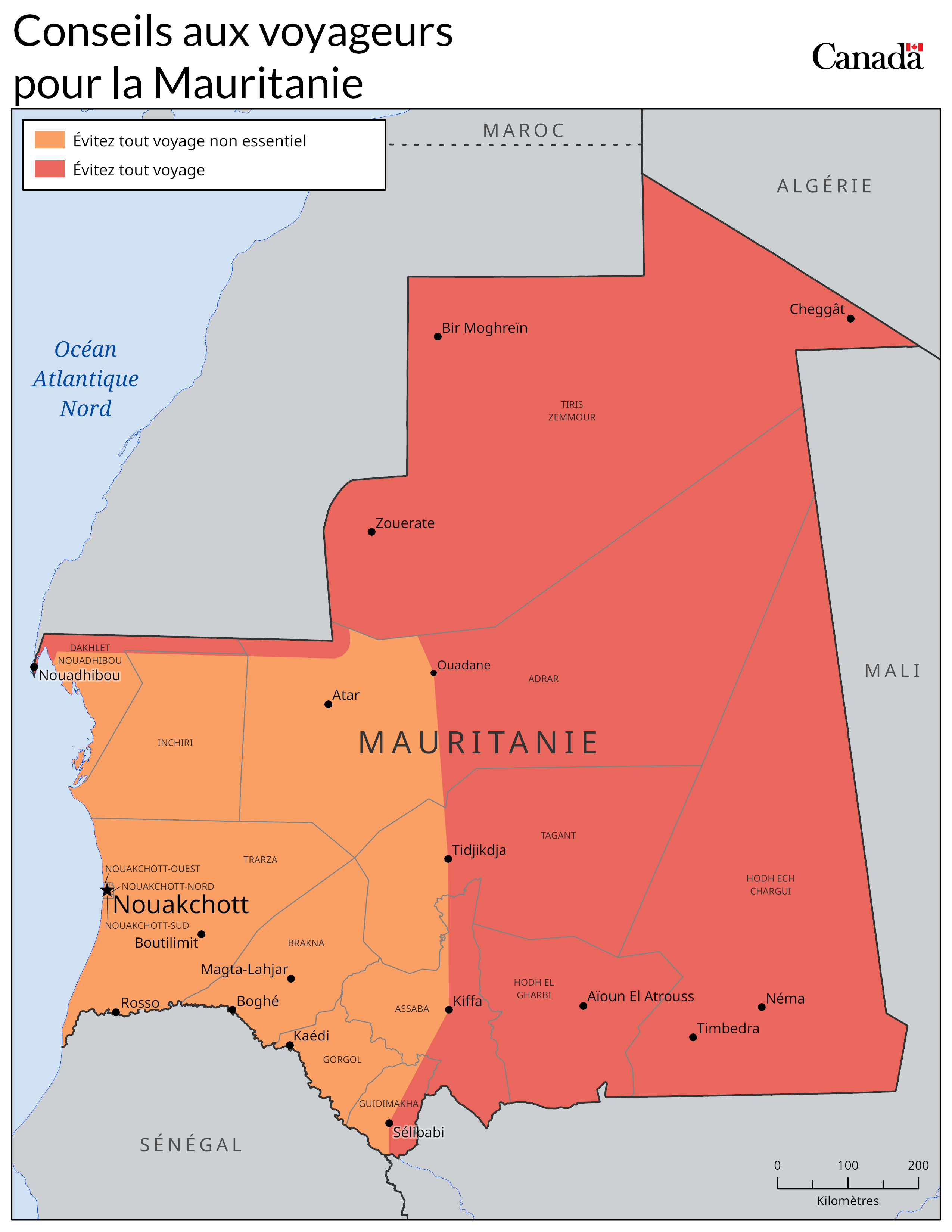 Carte des niveaux de risque
