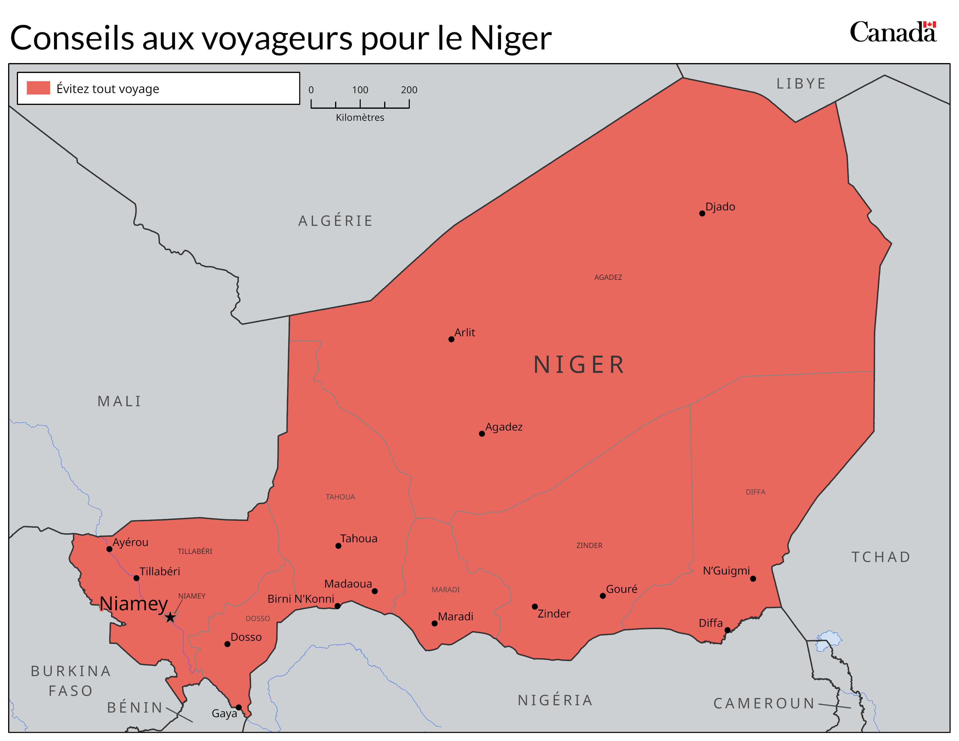 Carte des niveaux de risque