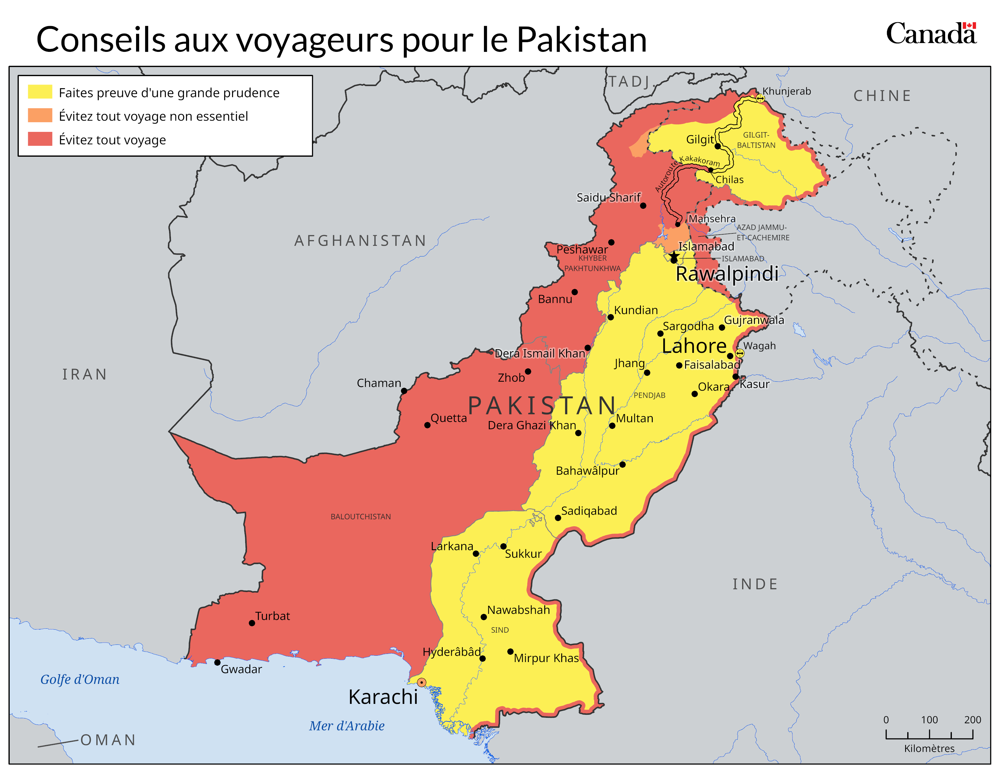 Carte des niveaux de risque