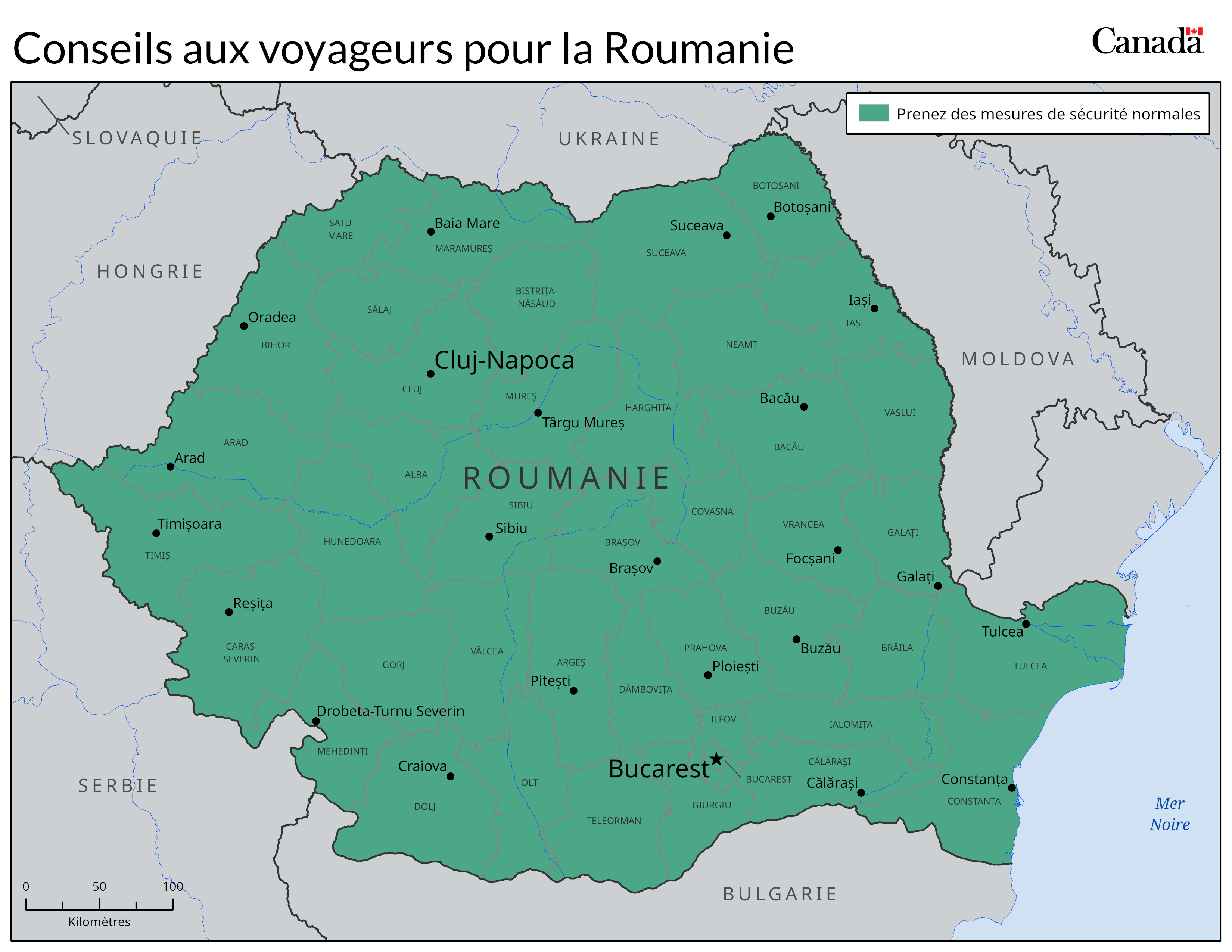 Carte des niveaux de risque