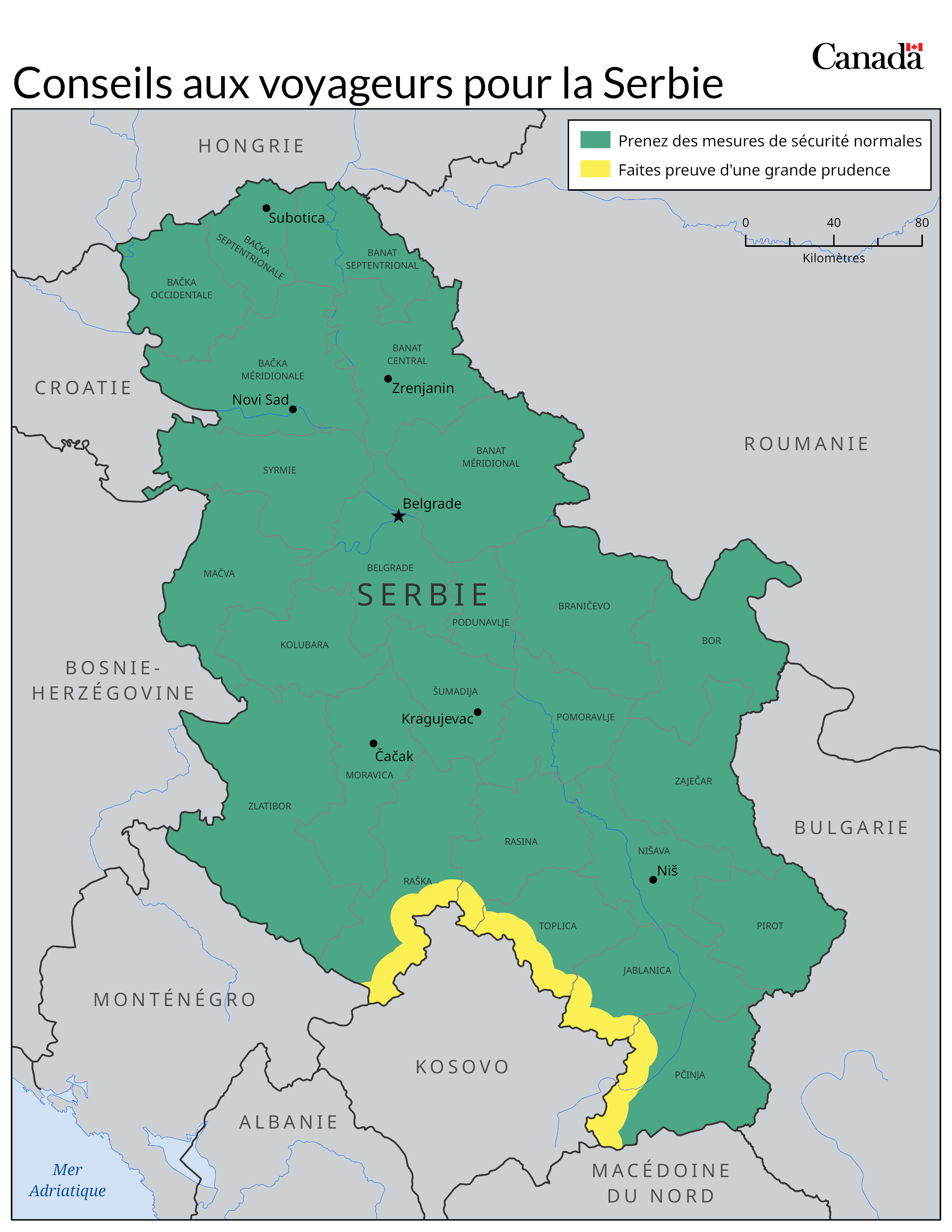 Carte des niveaux de risque