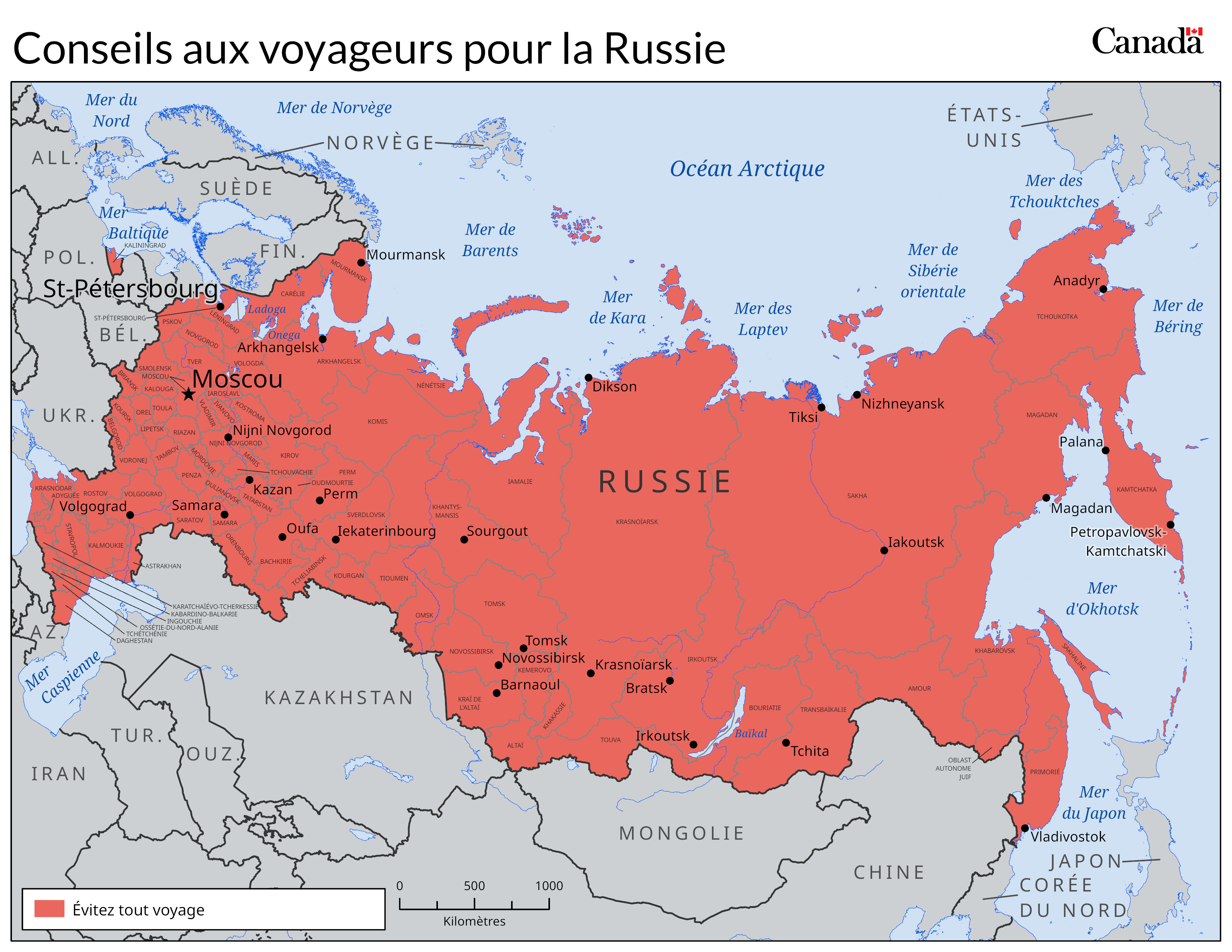 Carte des niveaux de risque