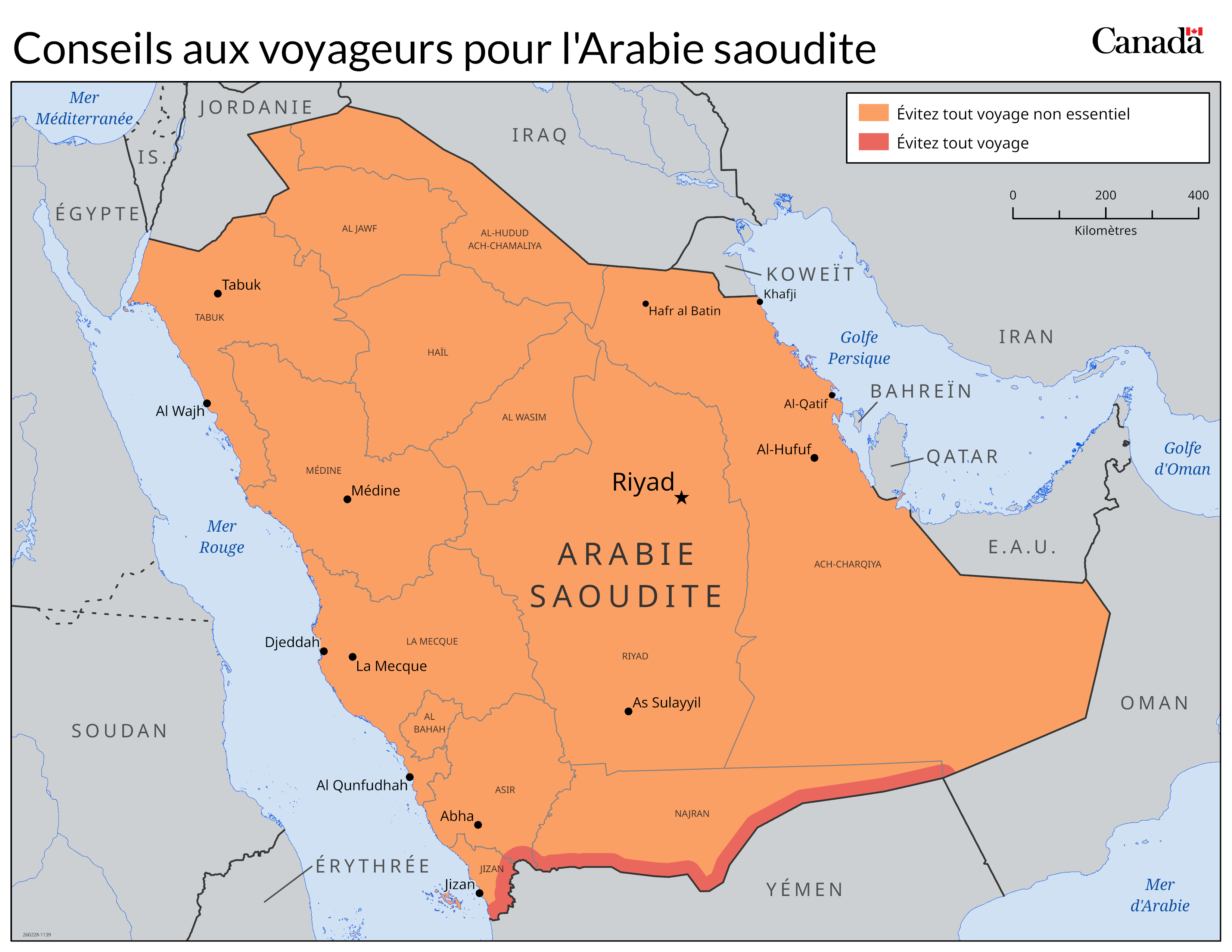 Carte des niveaux de risque