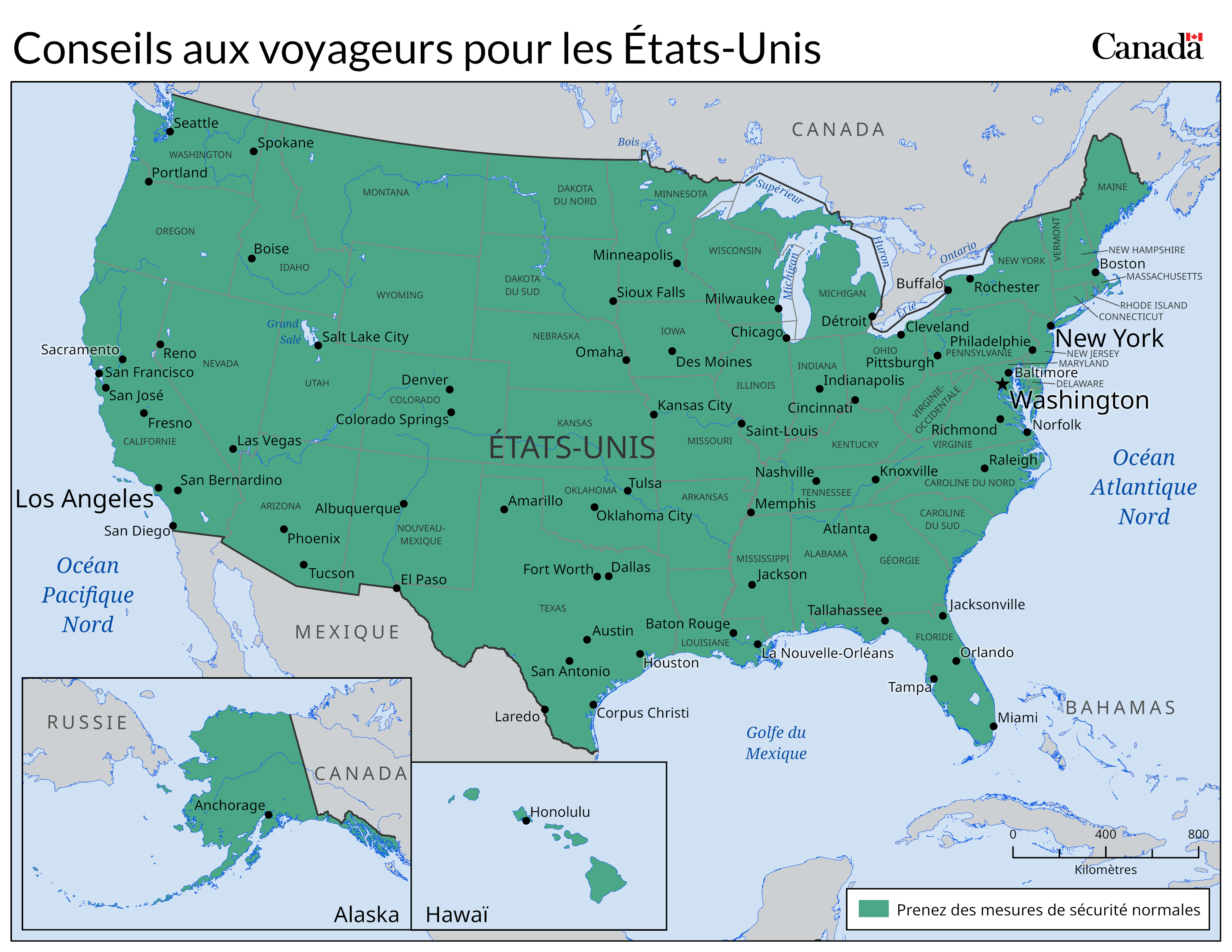 Carte des niveaux de risque