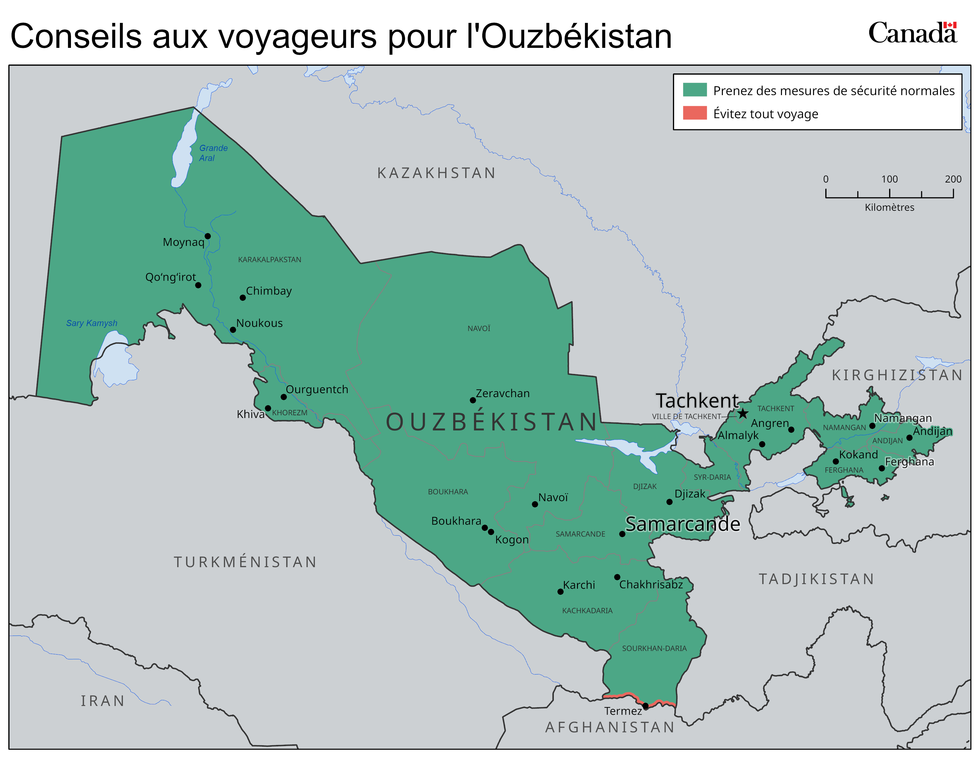 Carte des niveaux de risque