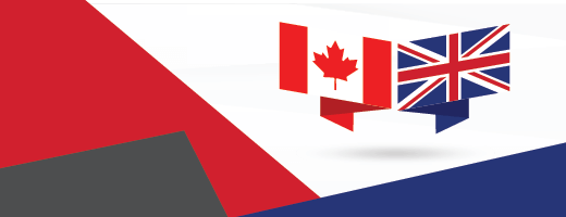 Graphic of the Canada flag and the United Kingdom flag