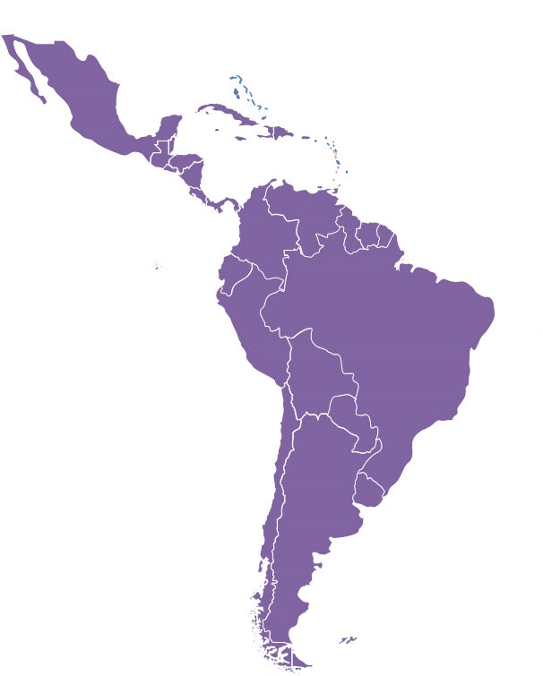 Carte de l'Amérique latine et des Caraïbes